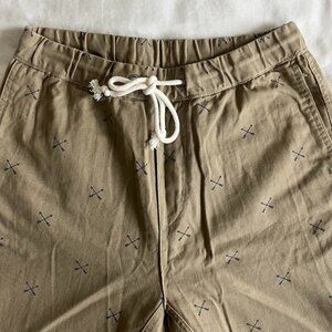 Divided By H&M Men's Tan Jogger Drawstring Pants With Navy Crossed Arrows Sz W28